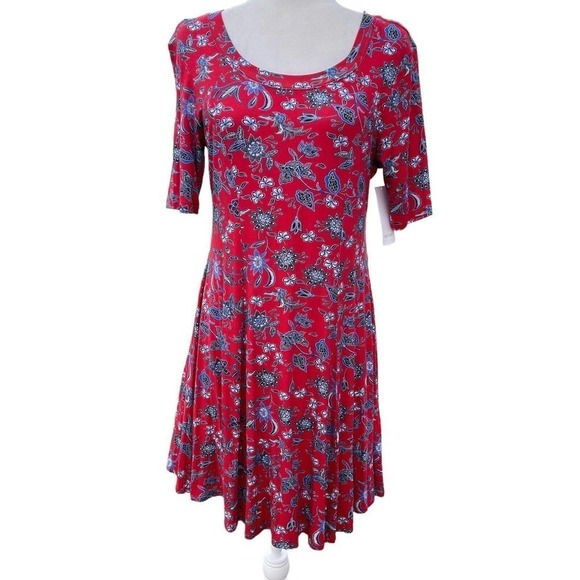 Karen Kane Women’s A-line Red Paisley Floral Mini Dress Size Medium NWT - Picture 2 of 14